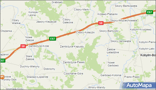 mapa Zambrzyce-Jankowo, Zambrzyce-Jankowo na mapie Targeo