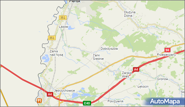 mapa Żarki Średnie, Żarki Średnie na mapie Targeo