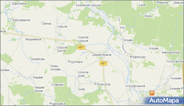 mapa Zdziechowice gmina Gorzów Śląski, Zdziechowice gmina Gorzów Śląski na mapie Targeo