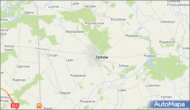mapa Żerków powiat jarociński, Żerków powiat jarociński na mapie Targeo