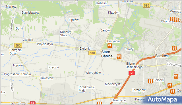 mapa Zielonki-Parcela, Zielonki-Parcela na mapie Targeo