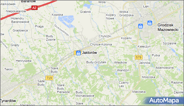 mapa Chylice gmina Jaktorów, Chylice gmina Jaktorów na mapie Targeo