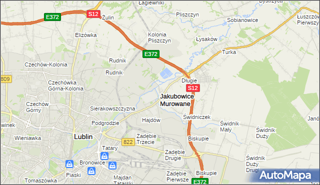 mapa Jakubowice Murowane, Jakubowice Murowane na mapie Targeo