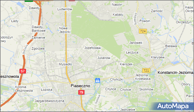 mapa Julianów gmina Piaseczno, Julianów gmina Piaseczno na mapie Targeo
