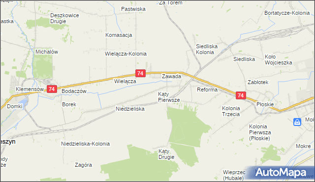 mapa Kąty Pierwsze, Kąty Pierwsze na mapie Targeo