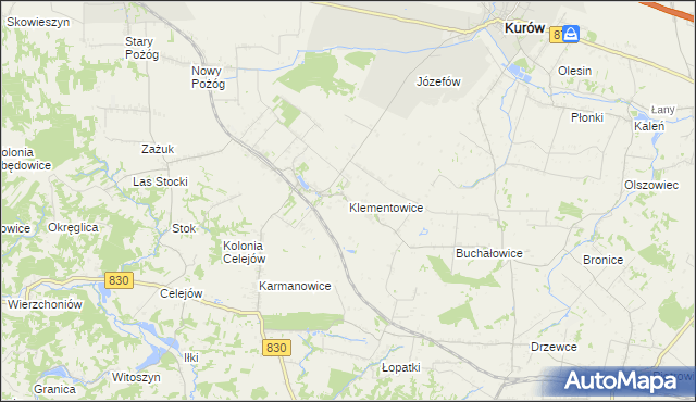 mapa Klementowice, Klementowice na mapie Targeo