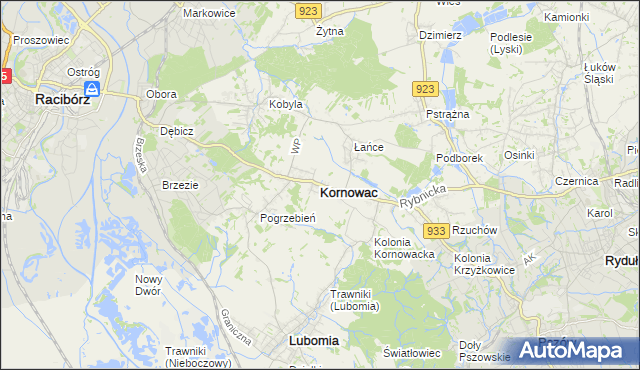 mapa Kornowac, Kornowac na mapie Targeo