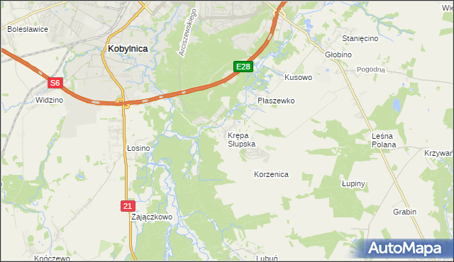 mapa Krępa Słupska, Krępa Słupska na mapie Targeo