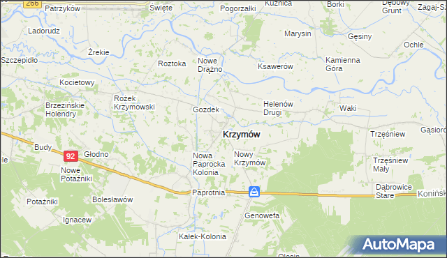 mapa Krzymów powiat koniński, Krzymów powiat koniński na mapie Targeo