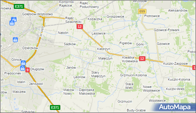 mapa Małęczyn gmina Gózd, Małęczyn gmina Gózd na mapie Targeo