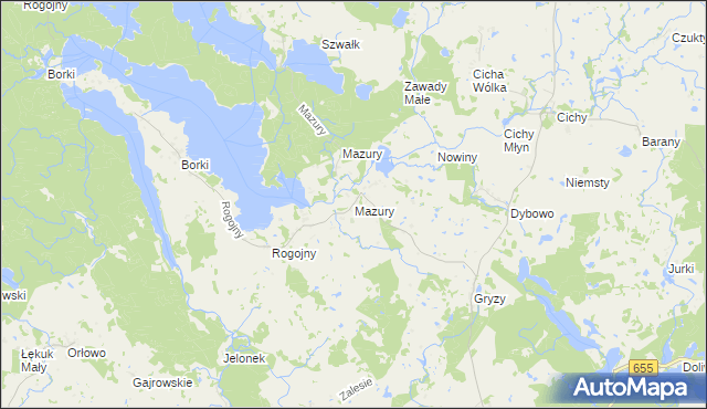 mapa Mazury gmina Świętajno, Mazury gmina Świętajno na mapie Targeo