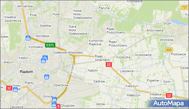 mapa Rajec Szlachecki, Rajec Szlachecki na mapie Targeo