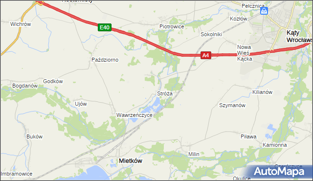 mapa Stróża gmina Mietków, Stróża gmina Mietków na mapie Targeo