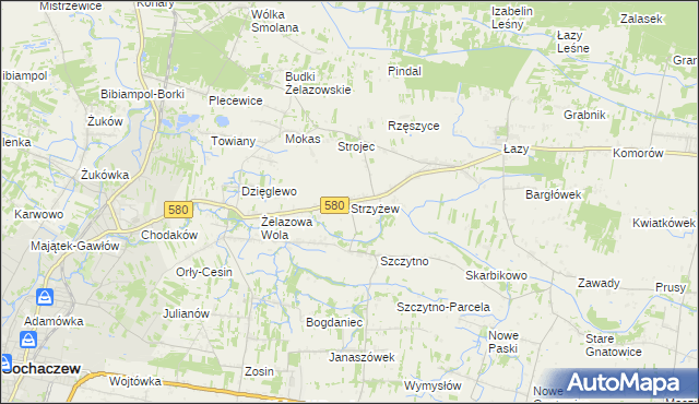 mapa Strzyżew gmina Kampinos, Strzyżew gmina Kampinos na mapie Targeo