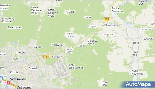 mapa Sudół gmina Bodzechów, Sudół gmina Bodzechów na mapie Targeo