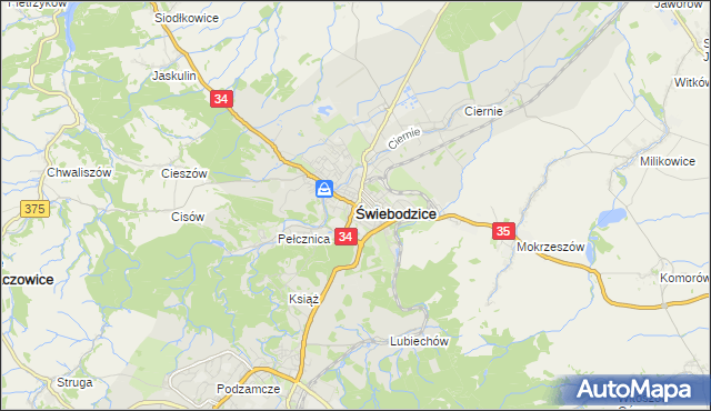 mapa Świebodzice, Świebodzice na mapie Targeo