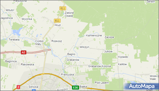 mapa Wilczyn gmina Biała Podlaska, Wilczyn gmina Biała Podlaska na mapie Targeo