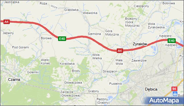 mapa Wola Wielka gmina Żyraków, Wola Wielka gmina Żyraków na mapie Targeo