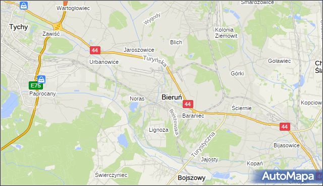 mapa Bieruń, Bieruń na mapie Targeo