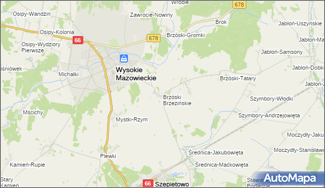 mapa Brzóski Brzezińskie, Brzóski Brzezińskie na mapie Targeo