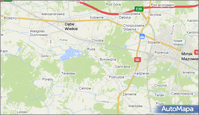 mapa Bykowizna, Bykowizna na mapie Targeo