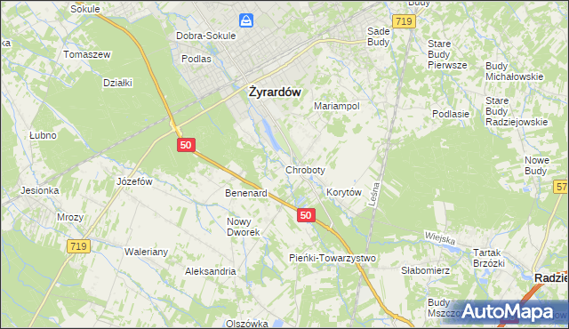 mapa Chroboty, Chroboty na mapie Targeo