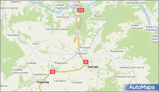 mapa Franopol gmina Sarnaki, Franopol gmina Sarnaki na mapie Targeo