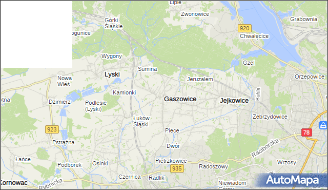 mapa Gaszowice powiat rybnicki, Gaszowice powiat rybnicki na mapie Targeo
