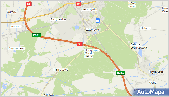 mapa Henrykowo Osada Leśna, Henrykowo Osada Leśna na mapie Targeo