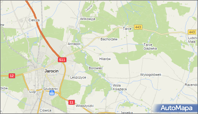 mapa Hilarów gmina Jarocin, Hilarów gmina Jarocin na mapie Targeo