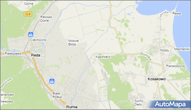 mapa Kazimierz gmina Kosakowo, Kazimierz gmina Kosakowo na mapie Targeo