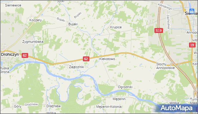 mapa Klekotowo gmina Siemiatycze, Klekotowo gmina Siemiatycze na mapie Targeo