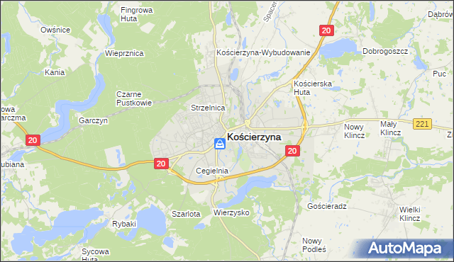 mapa Kościerzyna, Kościerzyna na mapie Targeo