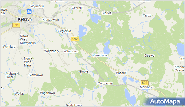 mapa Kwiedzina, Kwiedzina na mapie Targeo