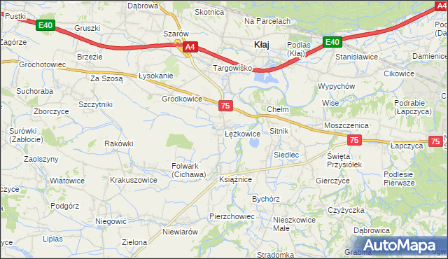 mapa Łężkowice, Łężkowice na mapie Targeo