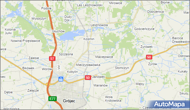 mapa Maciejowice gmina Grójec, Maciejowice gmina Grójec na mapie Targeo