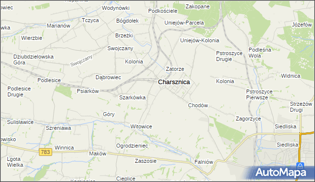 mapa Miechów-Charsznica, Miechów-Charsznica na mapie Targeo