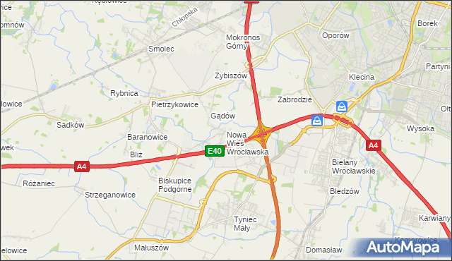 mapa Nowa Wieś Wrocławska, Nowa Wieś Wrocławska na mapie Targeo