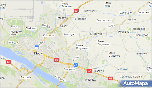 mapa Nowe Boryszewo, Nowe Boryszewo na mapie Targeo