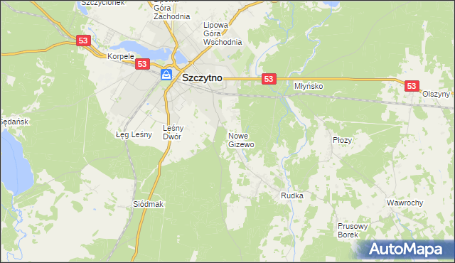 mapa Nowe Gizewo, Nowe Gizewo na mapie Targeo