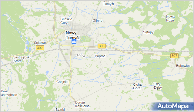 mapa Paproć, Paproć na mapie Targeo