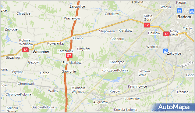 mapa Podkończyce, Podkończyce na mapie Targeo