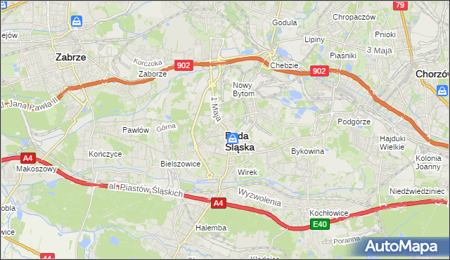 mapa Rudy Śląskiej, Ruda Śląska na mapie Targeo