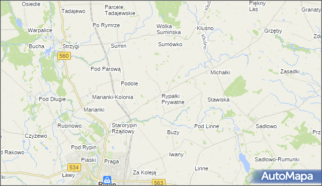 mapa Rypałki Prywatne, Rypałki Prywatne na mapie Targeo