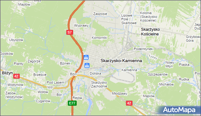 mapa Skarżysko-Kamienna, Skarżysko-Kamienna na mapie Targeo