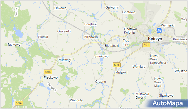 mapa Smokowo gmina Kętrzyn, Smokowo gmina Kętrzyn na mapie Targeo