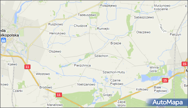 mapa Szlachcin, Szlachcin na mapie Targeo