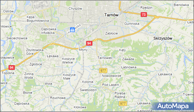 mapa Tarnowiec gmina Tarnów, Tarnowiec gmina Tarnów na mapie Targeo