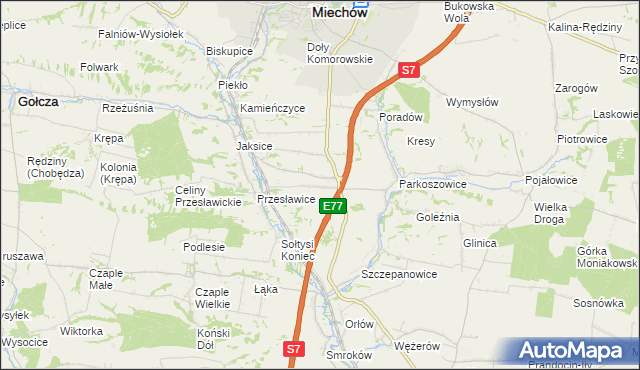 mapa Wielki Dół gmina Miechów, Wielki Dół gmina Miechów na mapie Targeo