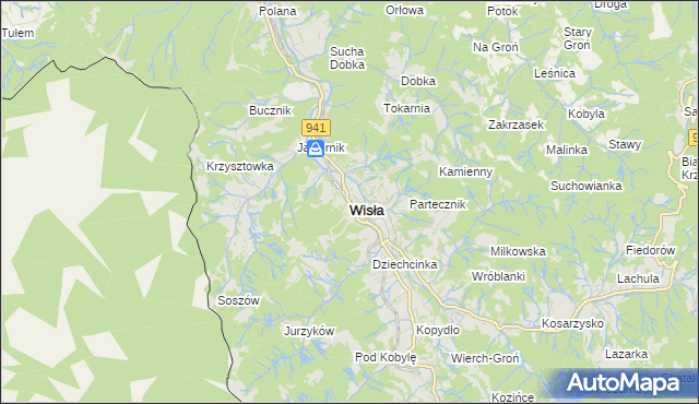 mapa Wisła, Wisła na mapie Targeo